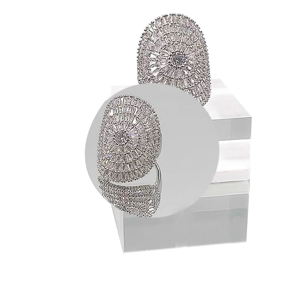 Gypsophila Ring Whispers Elegance Shiny Cubic Zirconia Sparkly Halo Ring - Picture 6 of 12
